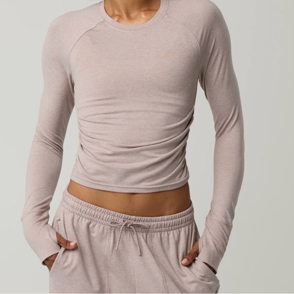 NWT OFFLINE Aerie Weekend Away Long Sleeve Shirt pink activewear lounge XS